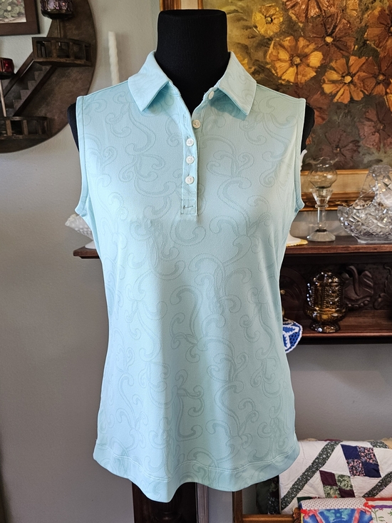 Nike Tops - Nike Golf Dri-FIT Sleeveless Polo Shirt Aqua Jacquard NWT Women's Medium